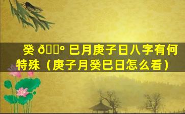 癸 🐺 巳月庚子日八字有何特殊（庚子月癸巳日怎么看）